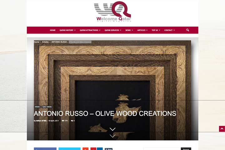 Olive Wood Creation della rivista Welcomeqtar - antonio russo 